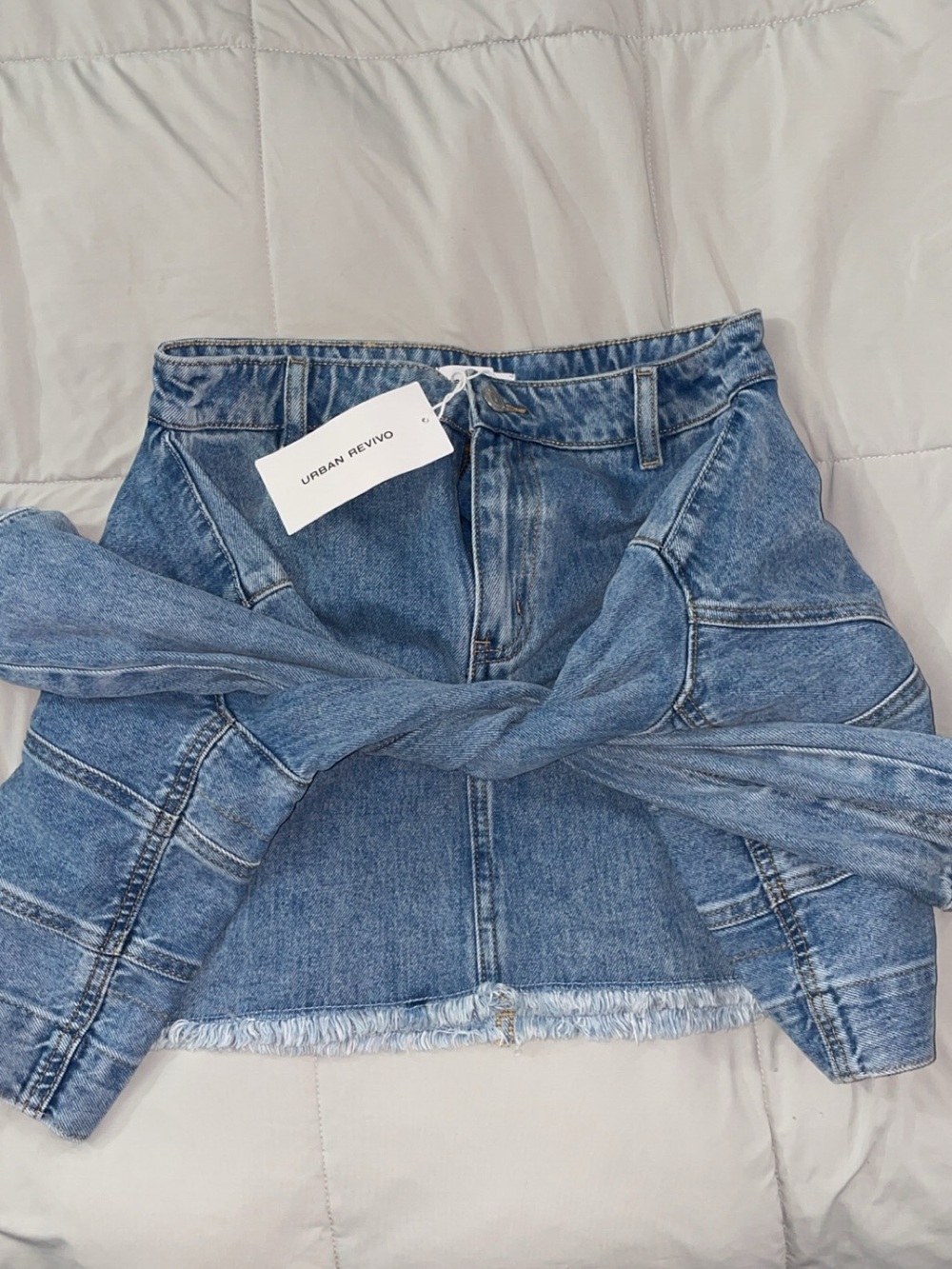 Urban Revivo Light Blue Denim Mini Skirt - Picture 2 of 3